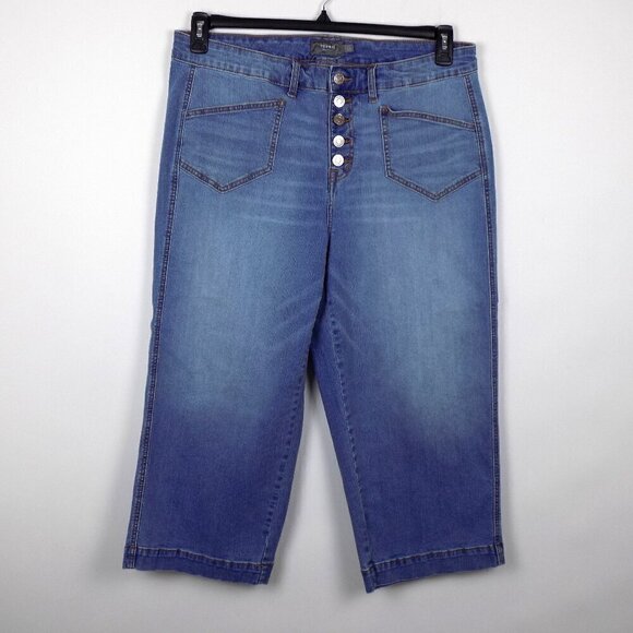 Torrid Crop Wide Leg Vintage Stretch Mid Rise Jeans Size 16 Blue - Picture 1 of 5